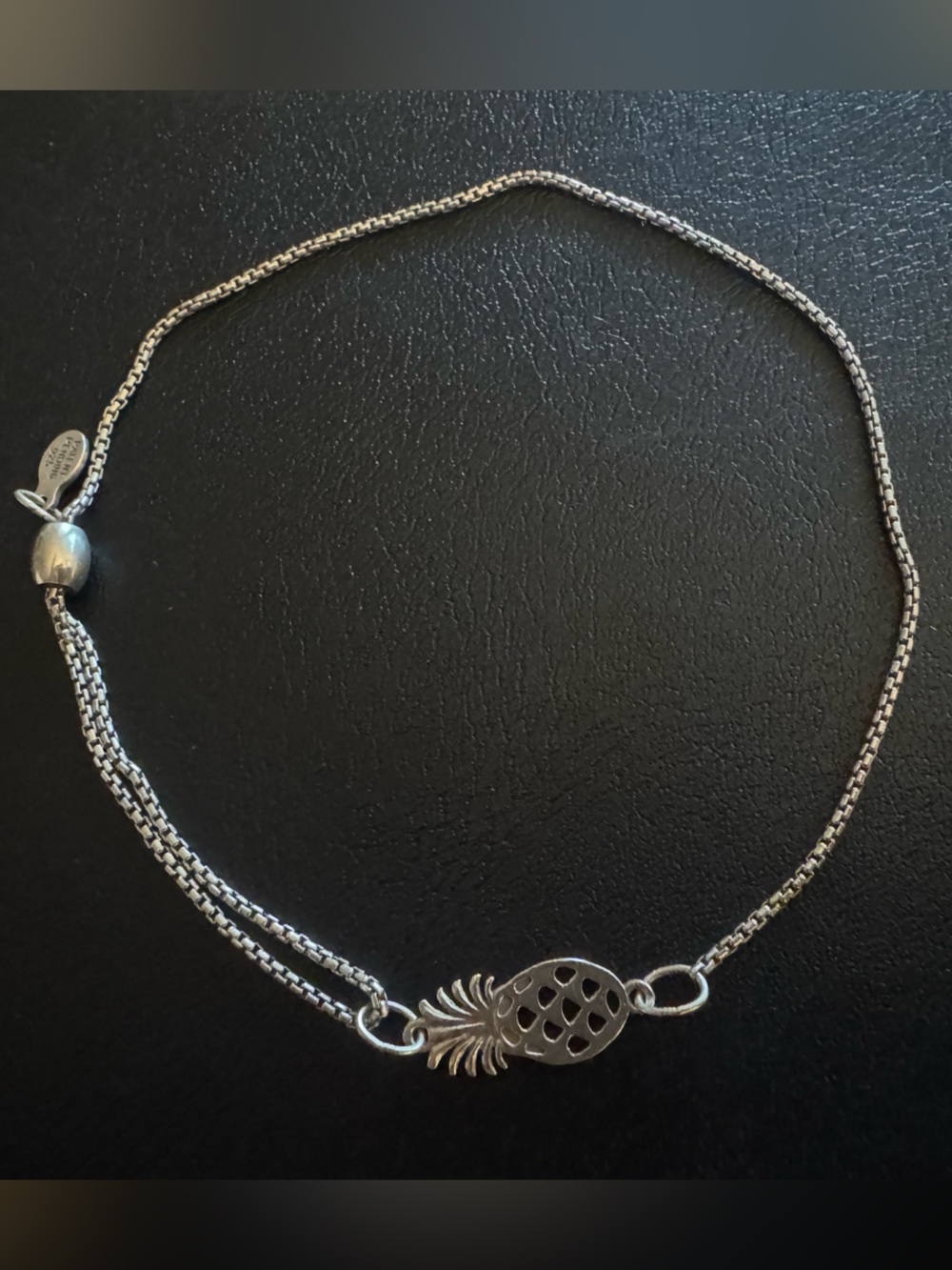 Alex and Ani 925 Sterling Silver Pineapple Adjustable Pull Chain Bracelet